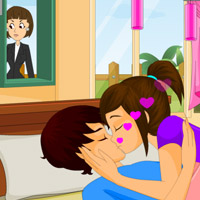 Free online html5 games - Bedroom Couple Kissing game 