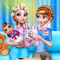 Free online html5 games - Mommy Elsa Vogue Interview game 