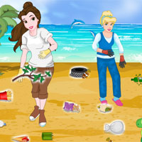 Free online html5 games - Princesses Beach Cleaning game 