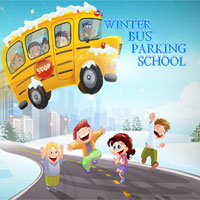Free online html5 games - Winter School Bus Parking game 