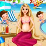 Free online html5 games - Pregnant Rapunzel Pool Party game 