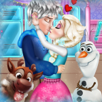 Free online html5 games - Jack and Elsa College Kiss game 