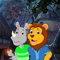 Free online html5 games - Games4King Lion And Rhinoceros Embracing Escape game 