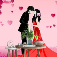 Free online html5 games - Romantic wallpaper house escape game 
