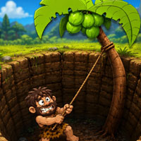 Free online html5 escape games - Rescue the Caveman from the Pit