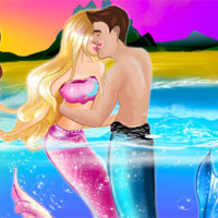 Free online html5 games - Barbie Mermaid Kissing game 