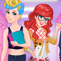 Free online html5 games - Ariel And Cinderella College Rush game 