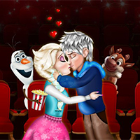 Free online html5 games - Elsa and Jack Cinema Kissing game 