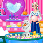 Free online html5 games - Pregnant Elsa and Olaf Bubble Bath game 