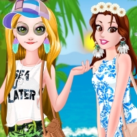 Free online html5 games - Belle And Rapunzel California Girls game 